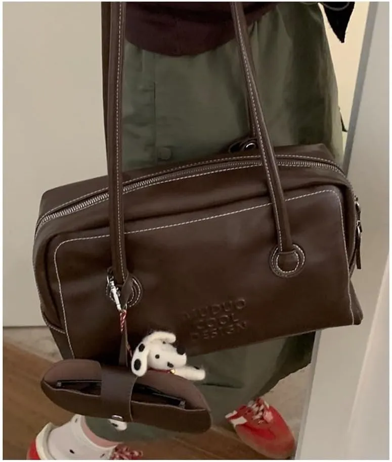 Vegan Leather Tote Bag for Women Vintage Briefcase Bag Leather Shoulder Bags Handbag Work Travel Essentials
