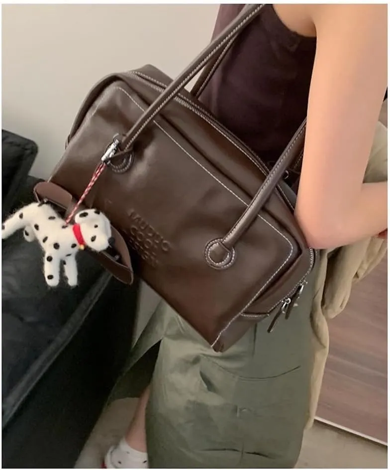 Vegan Leather Tote Bag for Women Vintage Briefcase Bag Leather Shoulder Bags Handbag Work Travel Essentials
