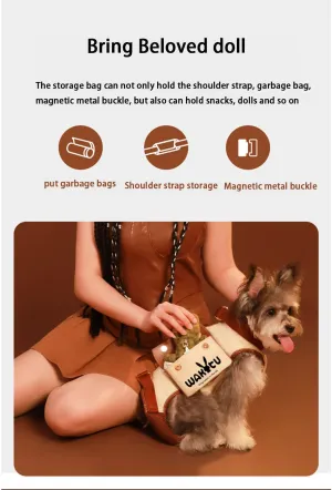 Vest-Style Leash with Single Shoulder Strap for Small Dogs. Outdoor Horizontal Dog Walking Bag. Pet Carrier for Going Out. (Medium)