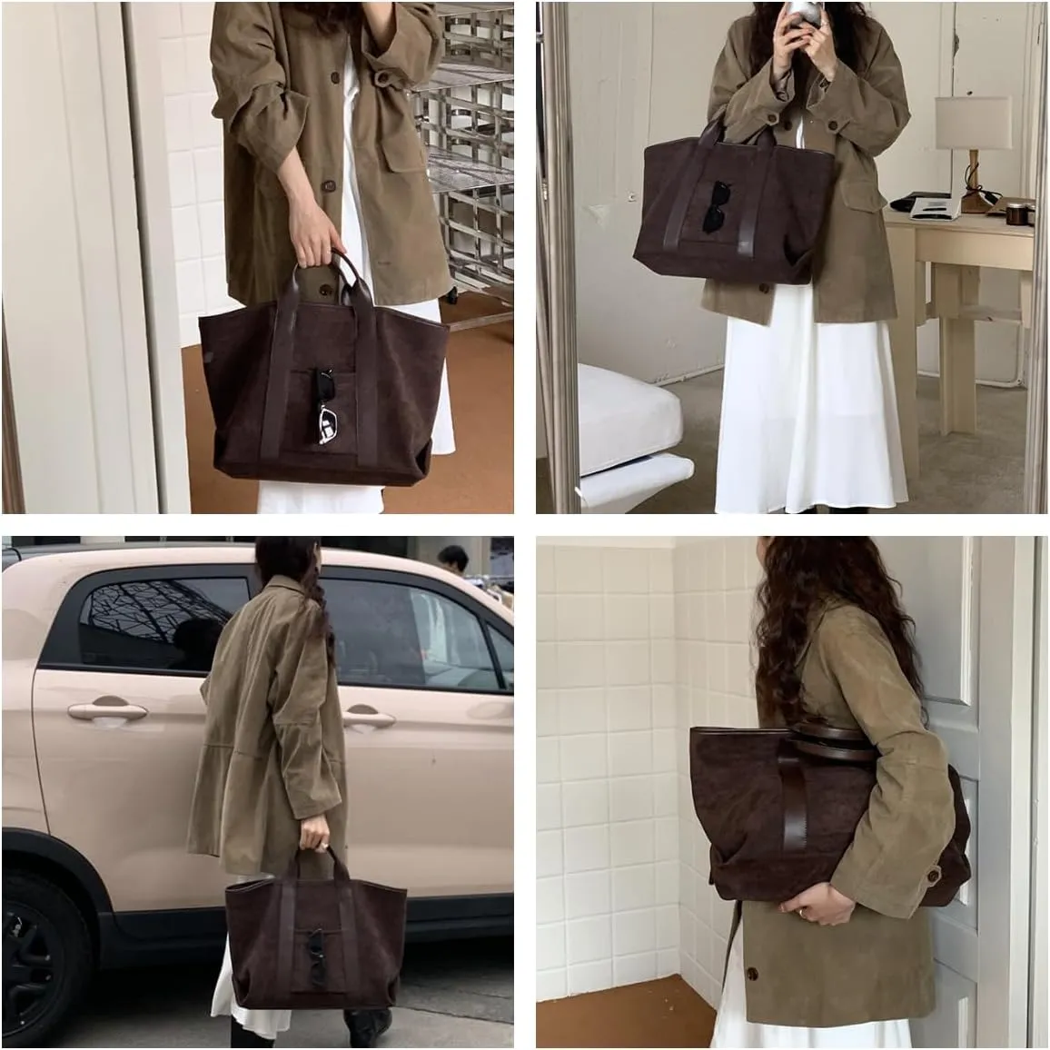 Vhitler Large Leather Work Everything Designer Tote Bags for Women