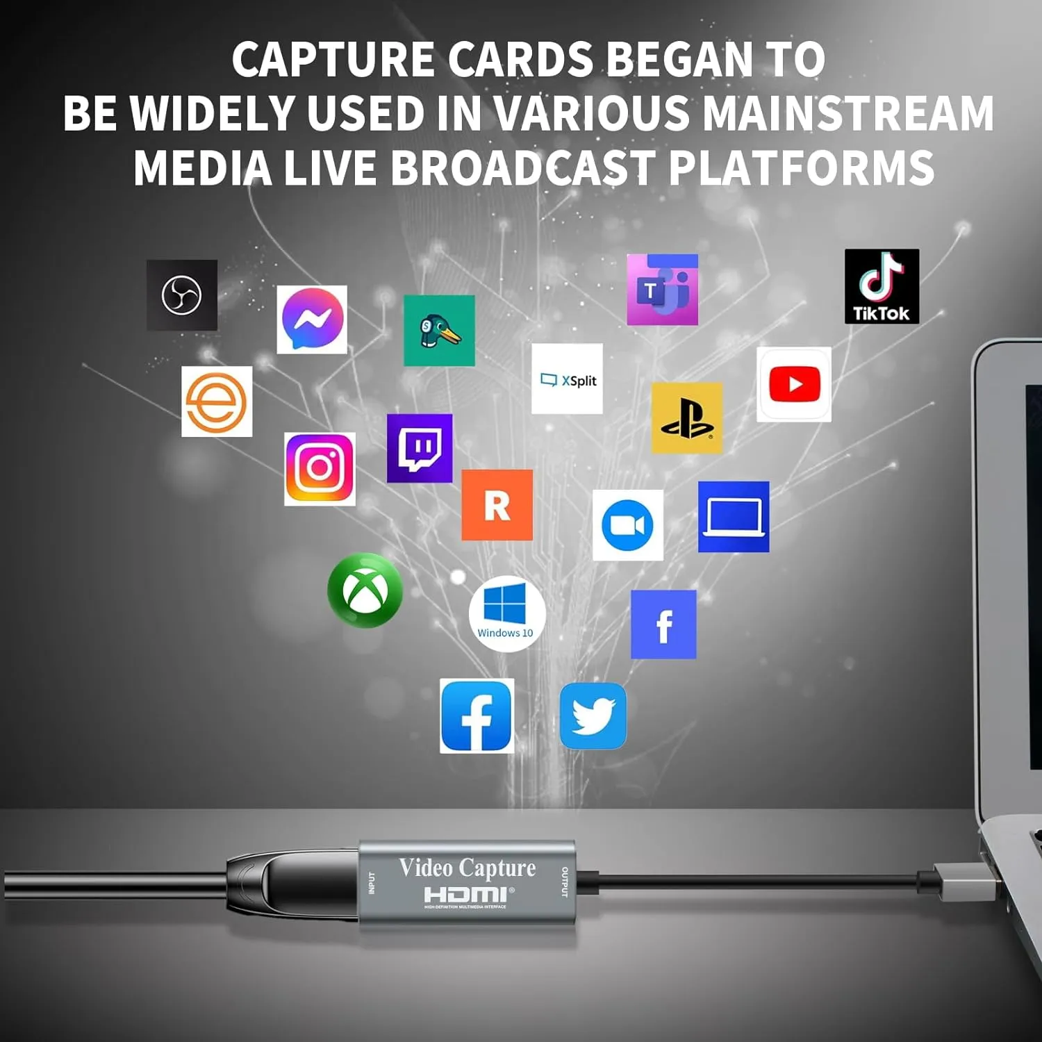Video Capture Cards, 4K HDMI to USB 3.0 Video Capture Device, 1080P HD 60fps Broadcast Live and Record Video Audio Grabber for Gaming, Streaming, Teaching, Video Conference (Silver)