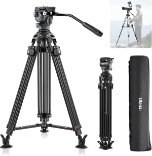 VIJIM TT48 Camera Tripod, 64inch Professional Heavy Duty Tripod for Camera with 360 Fluid Head, Friction Damping, Mid Level Spreader, Compatible with Canon Nikon DSLR Camera Camcorder, Max Load 22lb