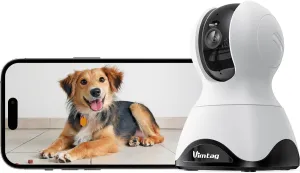 VIMTAG 2.5K Pet Camera - Baby Monitor with 5G/2.4G WiFi, Security Camera Indoor with Phone App for Home/Dog/Cat, 360° View, Night Vision, Motion Tracking & Alerts, Works with Alexa, Cloud/SD Storage