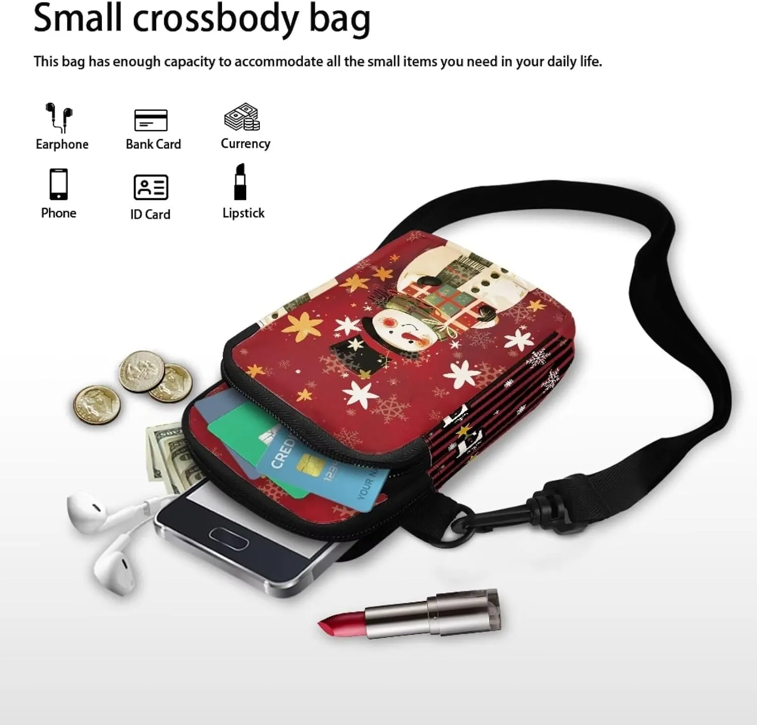 Vintage Crossbody Phone Bag for Women, Small Shoulder Purse and Handbag with Adjustable Strap