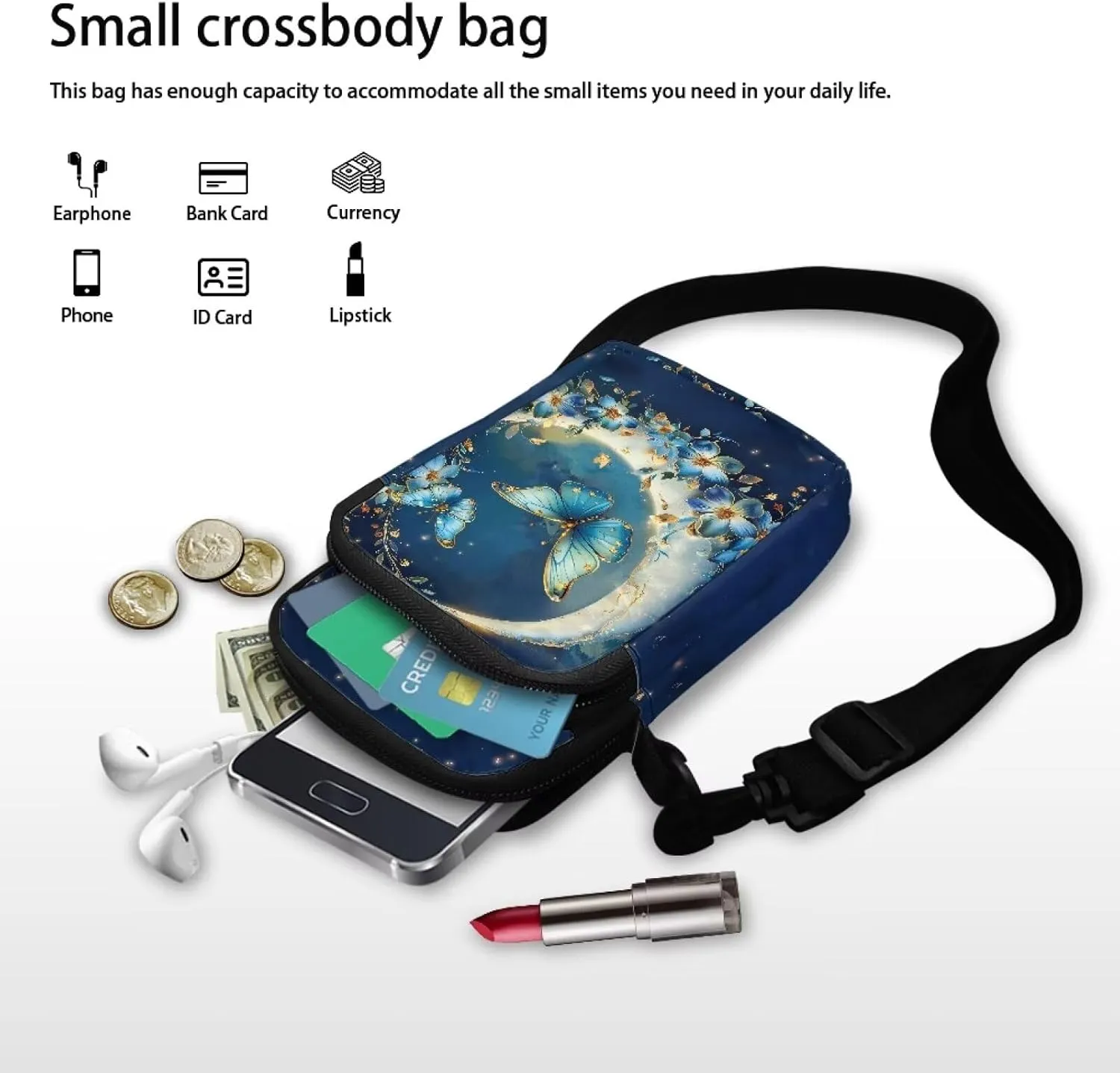 Vintage Crossbody Phone Bag for Women, Small Shoulder Purse and Handbag with Adjustable Strap