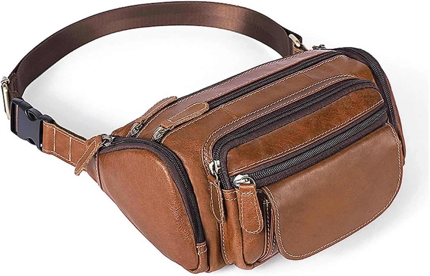 Vintage Large Capacity Outdoor Waist Pack First Layer Men's Waist Pack Crossbody Bag Shoulder