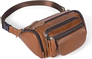 Vintage Large Capacity Outdoor Waist Pack First Layer Men's Waist Pack Crossbody Bag Shoulder