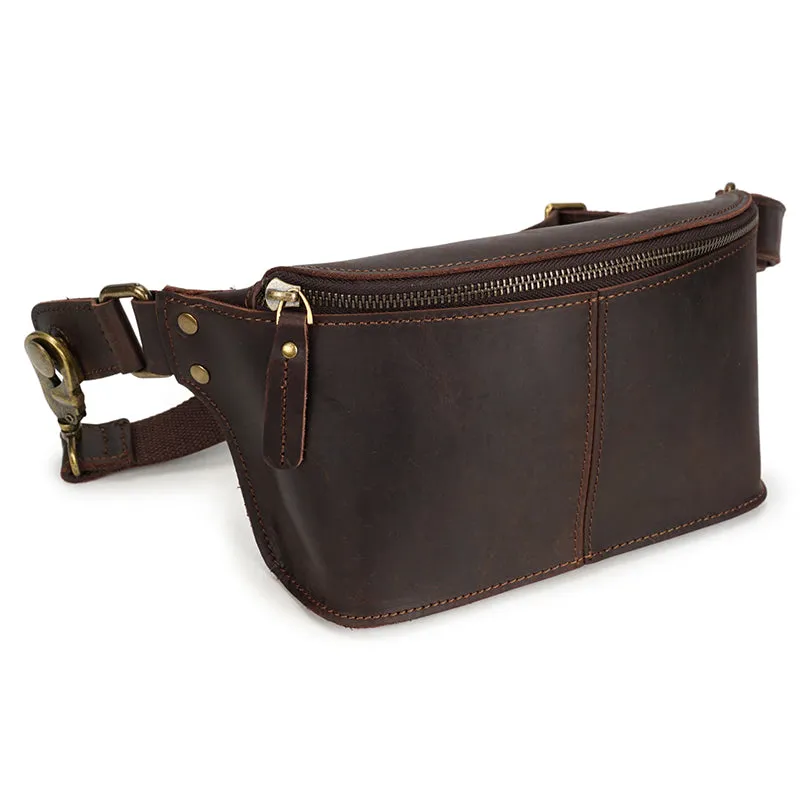 Vintage Leather Crossbody Waist Bag for Outdoor Adventures