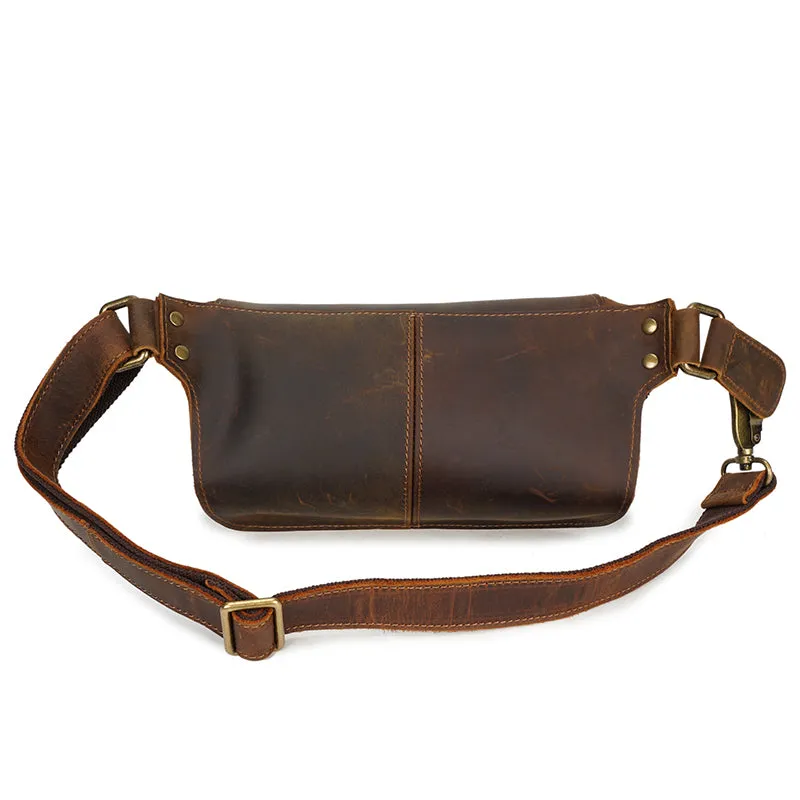 Vintage Leather Crossbody Waist Bag for Outdoor Adventures