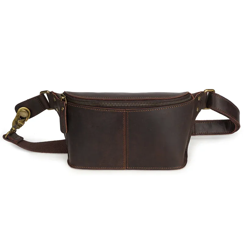 Vintage Leather Crossbody Waist Bag for Outdoor Adventures