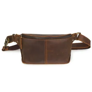 Vintage Leather Crossbody Waist Bag for Outdoor Adventures