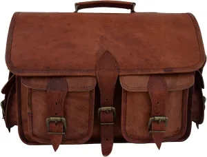 Vintage Leather DSLR Camera Bag with Removable Inserts, Compatible for Sony Nikon Canon SLR Briefcase Messenger Satchel Crossbody Bag Unisex Medium 14x10 inches