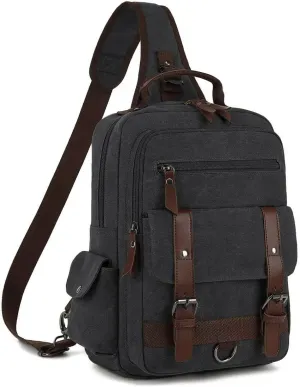 Vintage Messenger Bag, Canvas Backpack for Travel, Men's Shoulder Bag, Dual-use Bag for Hand Carry and Crossbody Carry