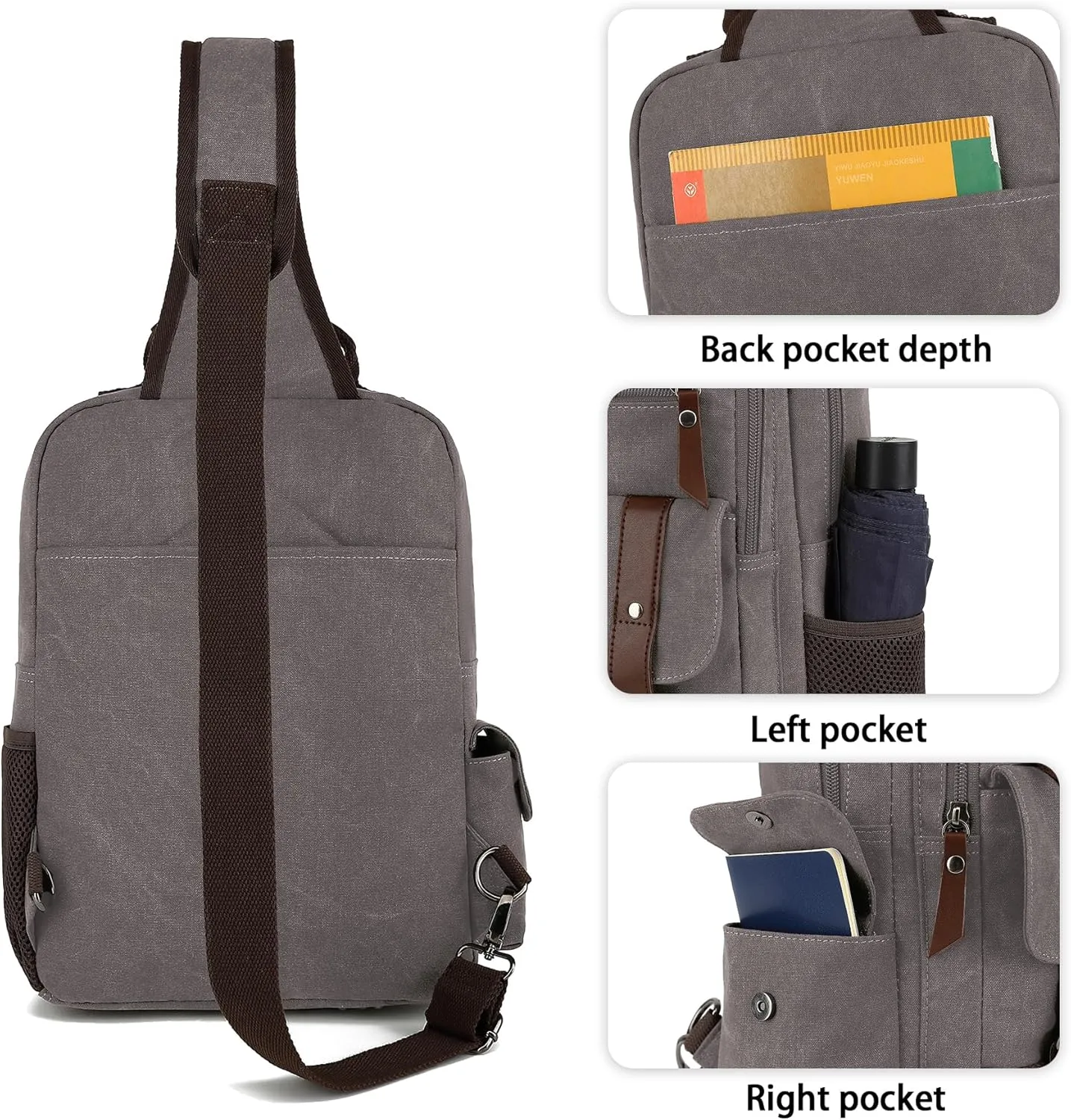 Vintage Messenger Bag, Canvas Backpack for Travel, Men's Shoulder Bag, Dual-use Bag for Hand Carry and Crossbody Carry