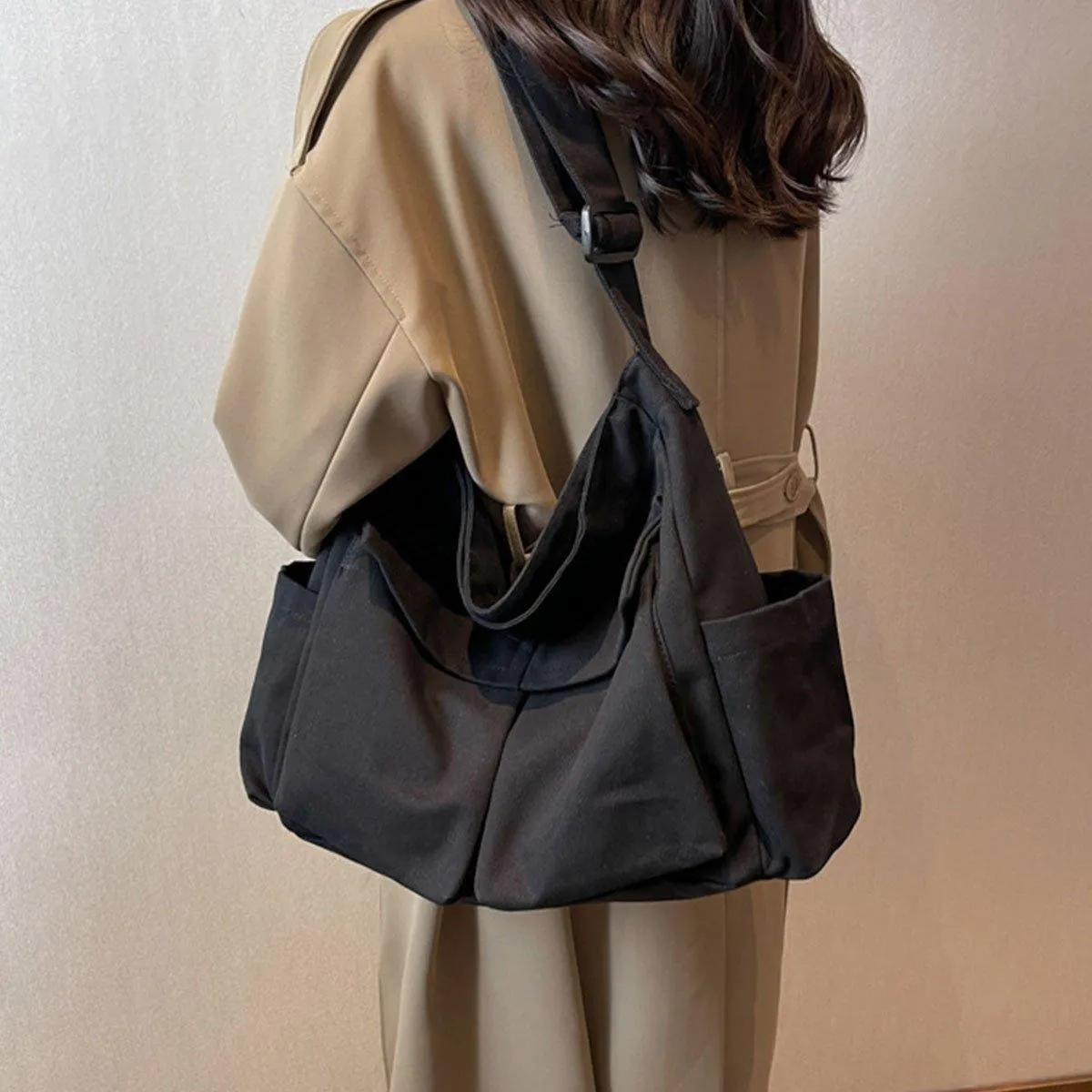 Vintage Tooling Style Large Capacity Canvas Shoulder Crossbody Bag Casual