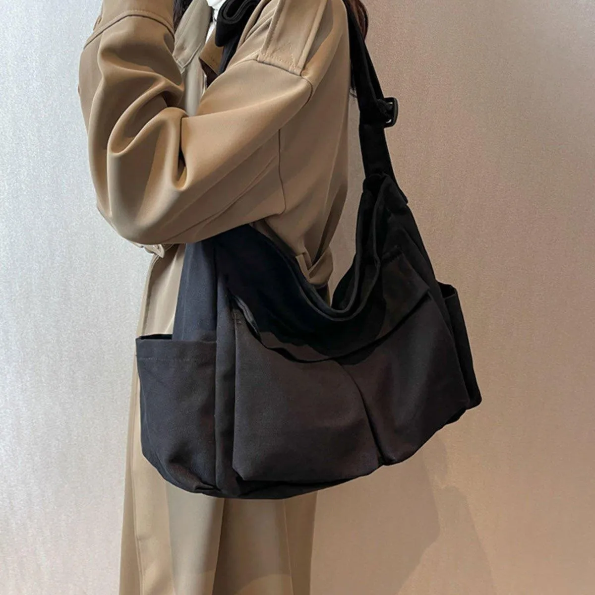 Vintage Tooling Style Large Capacity Canvas Shoulder Crossbody Bag Casual