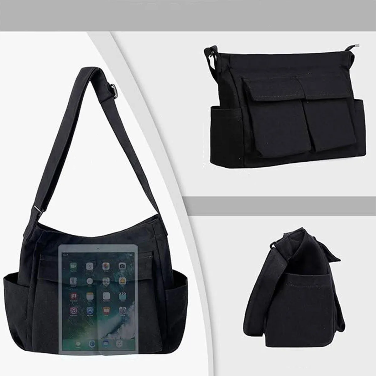 Vintage Tooling Style Large Capacity Canvas Shoulder Crossbody Bag Casual