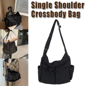 Vintage Tooling Style Large Capacity Canvas Shoulder Crossbody Bag Casual