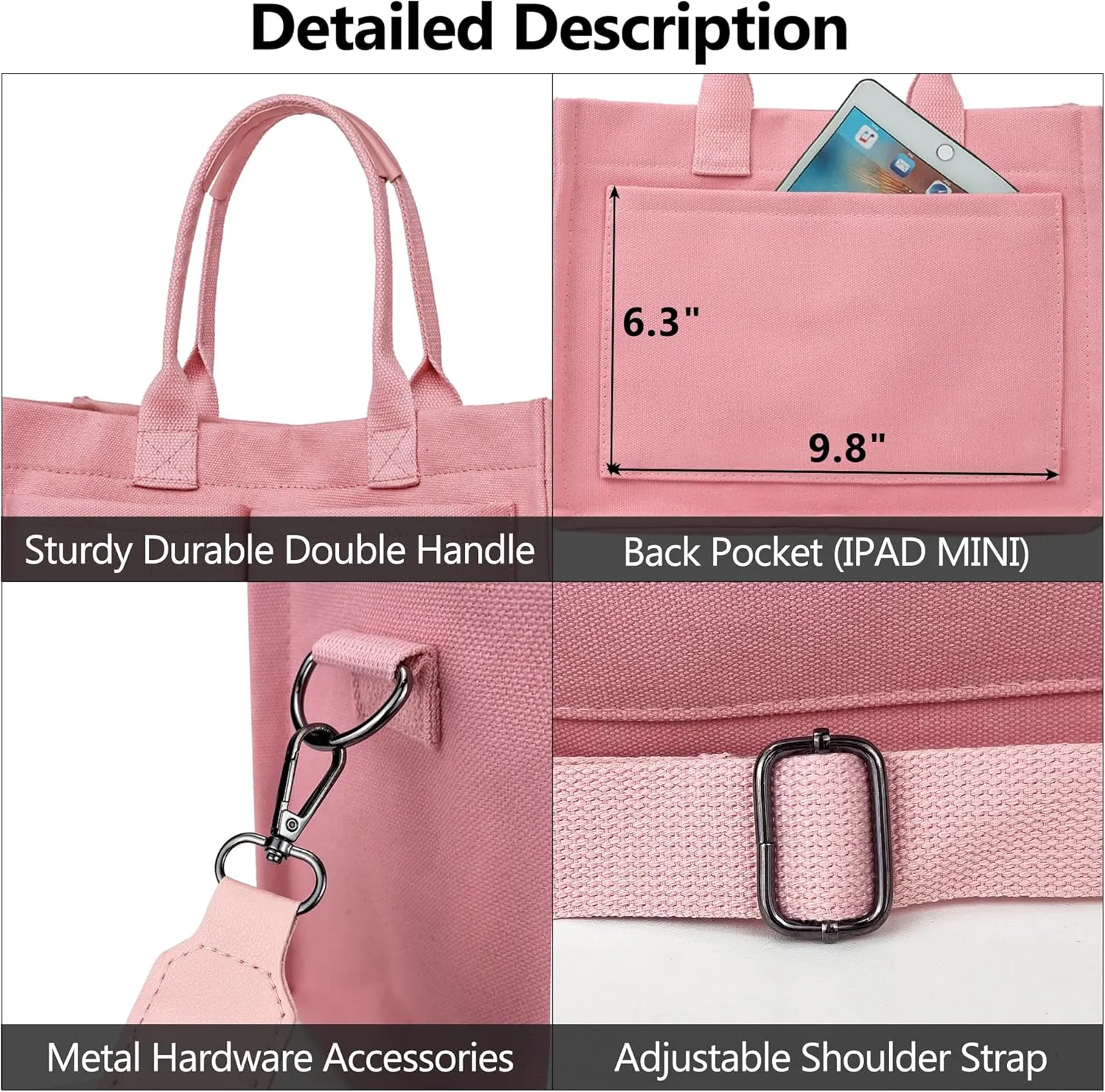 VODIU Canvas Tote Bag for Women,Laptop Bag Work Tote Bag Women Crossbody Purse Handbag Shoulder Travel Messenger Gym Tote