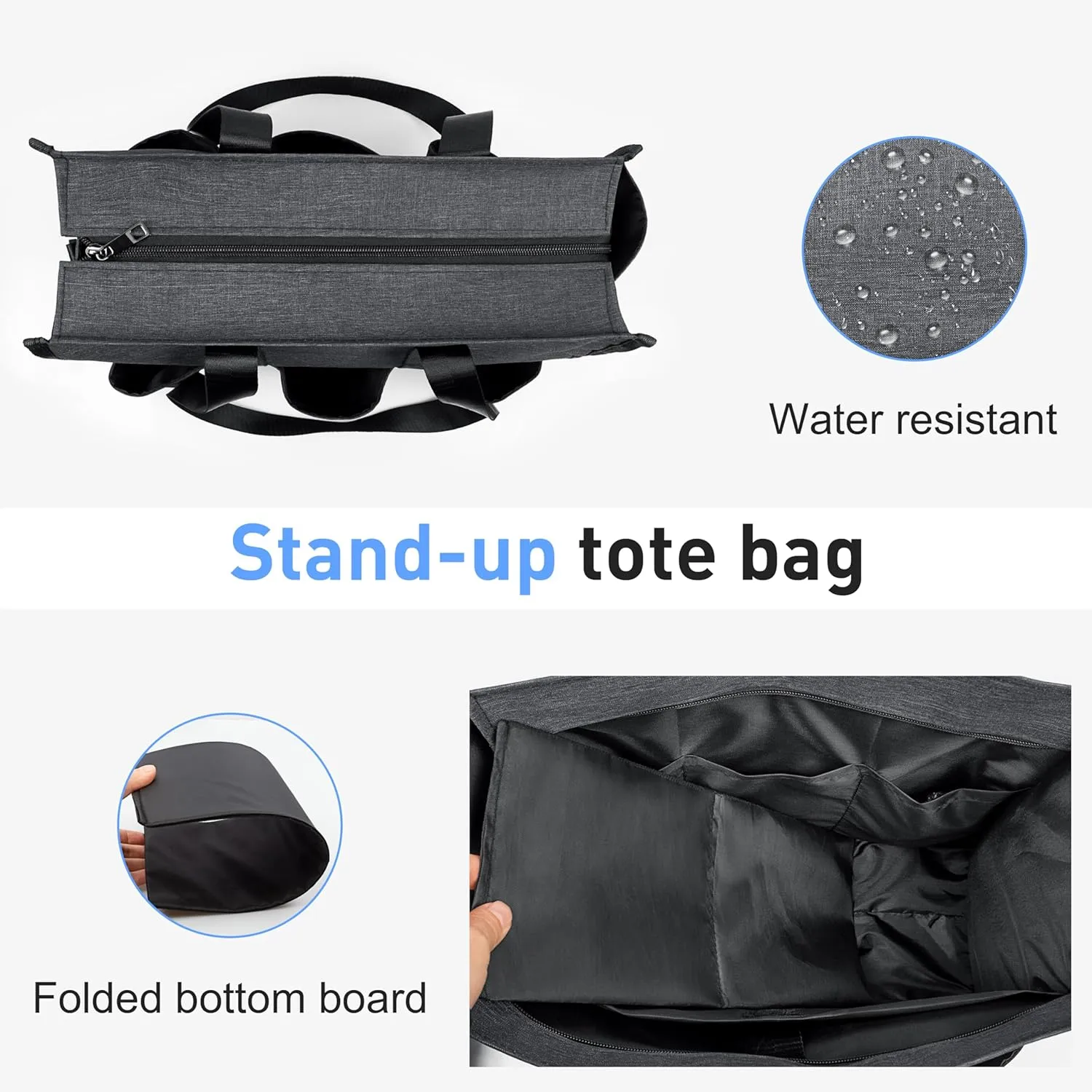 VOLGANIK ROCK Tote Bag with Compartments, Large Multi Pockets Tote Bag for Women & Men Work Tote Bags with Zipper