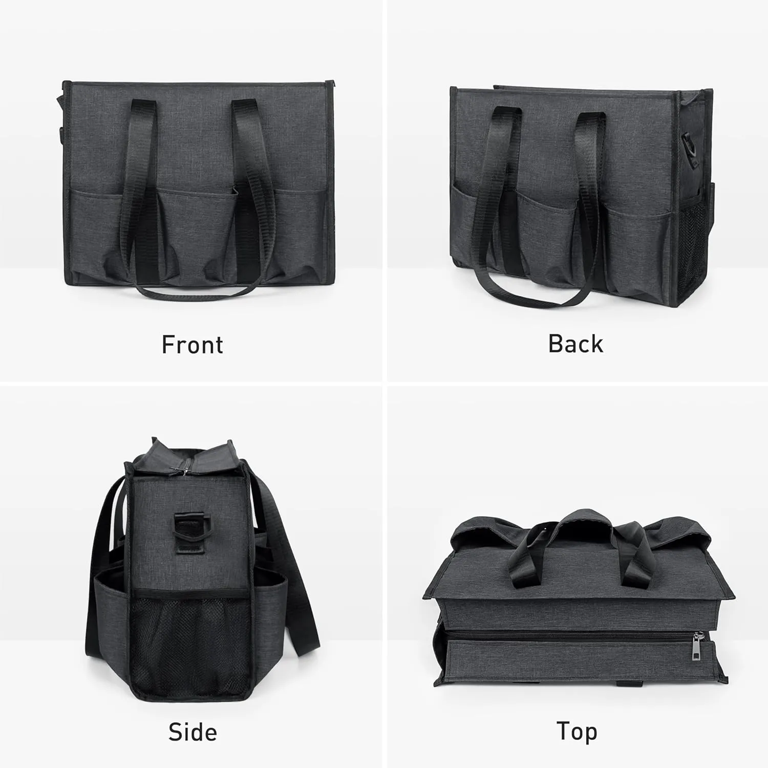 VOLGANIK ROCK Tote Bag with Compartments, Large Multi Pockets Tote Bag for Women & Men Work Tote Bags with Zipper