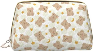 VOSERY Makeup Bag, Cosmetic Bags Travel Toiletry Bag for Women, Large Capacity Makeup Bag Organizer, Kawaii bear Make up Bag, Cute Makeup Pouch, Waterproof Leather Makeup Case