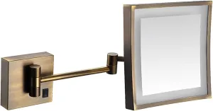 Wall Mounted Mirrors Makeup Shaving Mirror LED Lighted Bathroom Mirror for Hotel Vanity with Adjustable Extendable Square 8 Inch 3X Magnification Cosmetic Mirror (Color : Archaize)