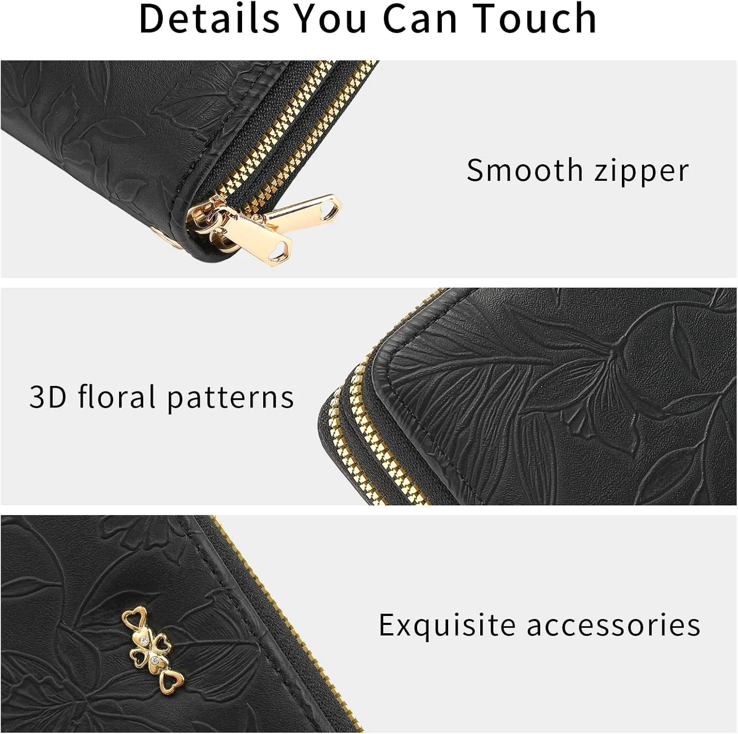 Wallet for Women Clutch Double Zip Around Credit Card Holder Leather Women's Wallet Large Capacity