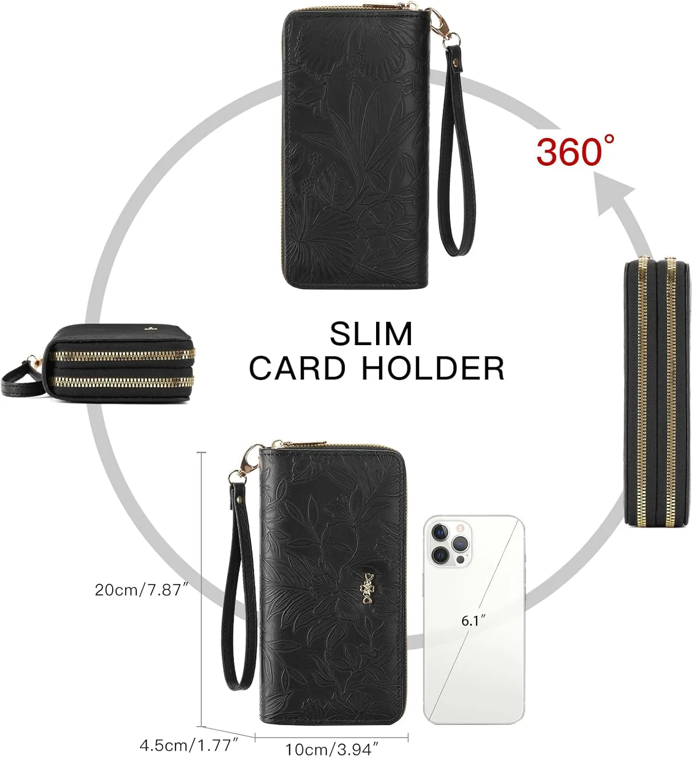 Wallet for Women Clutch Double Zip Around Credit Card Holder Leather Women's Wallet Large Capacity