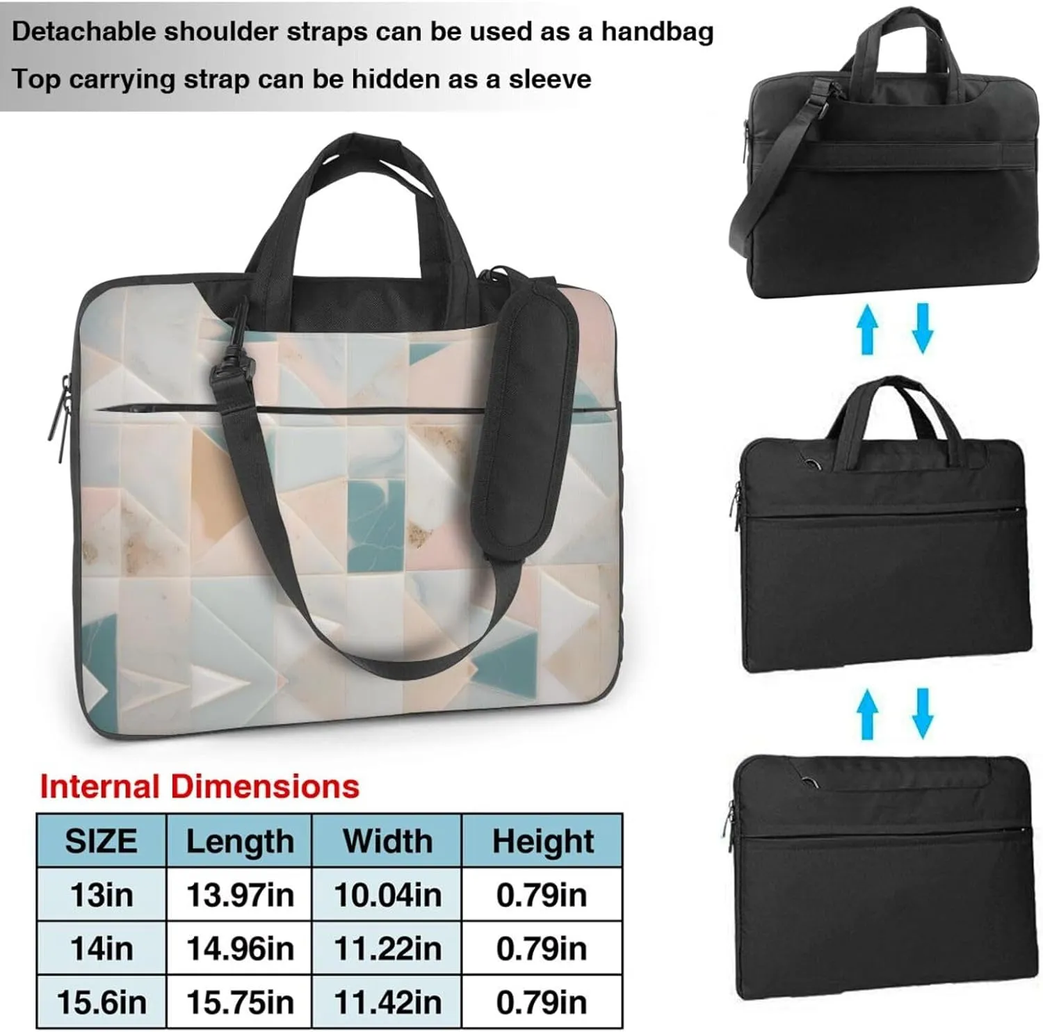Water Mills Of Marble Texture Picture Oxford Cloth Shoulder Laptop Bag Stylish And Protective Shockproof Soft Lining