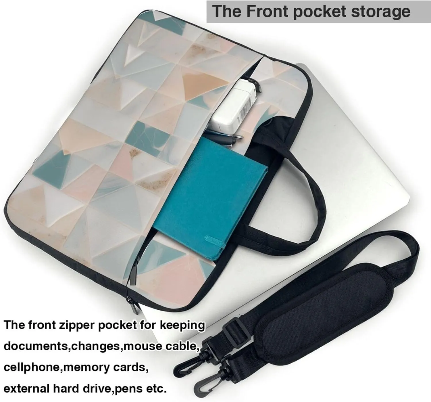 Water Mills Of Marble Texture Picture Oxford Cloth Shoulder Laptop Bag Stylish And Protective Shockproof Soft Lining