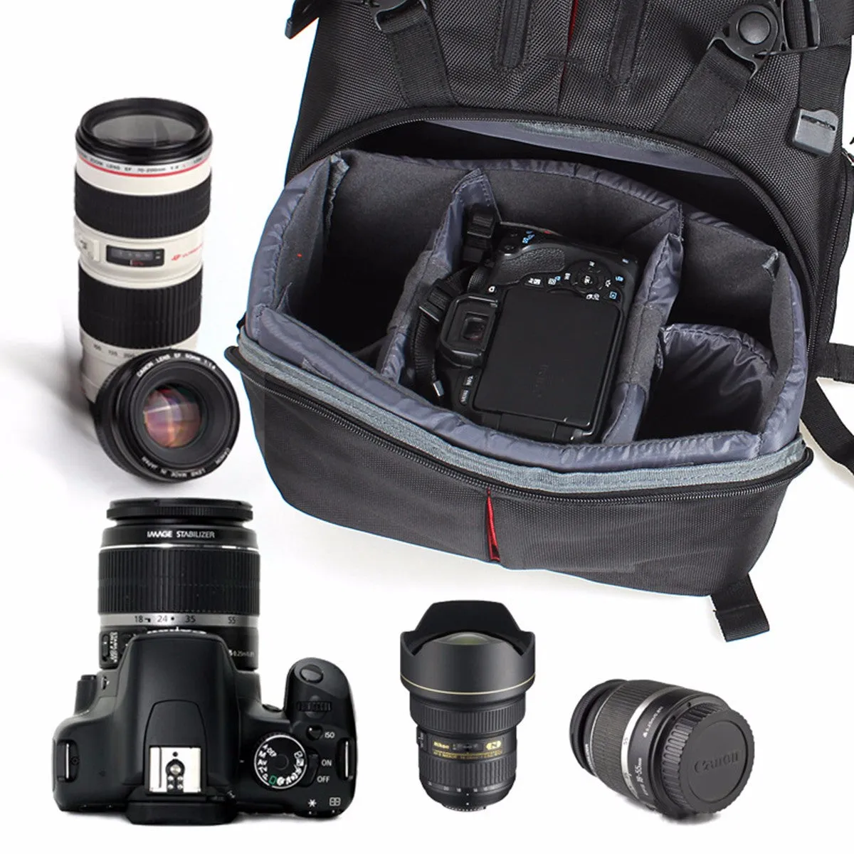 Waterproof Camera Lens Backpack Shoulder Bag Laptop Bag For DSLR 17" inch Laptop