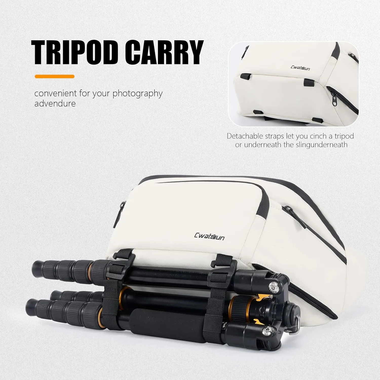 Waterproof Camera Waist Bag - Portable Fanny Pack, Compact Camera Case with Tripod Holder, Daily Crossbody Bag for Canon Nikon Sony DSLR/SLR/Mirrorless Camera, Can accommodate 1 Camera 2 Lens, White