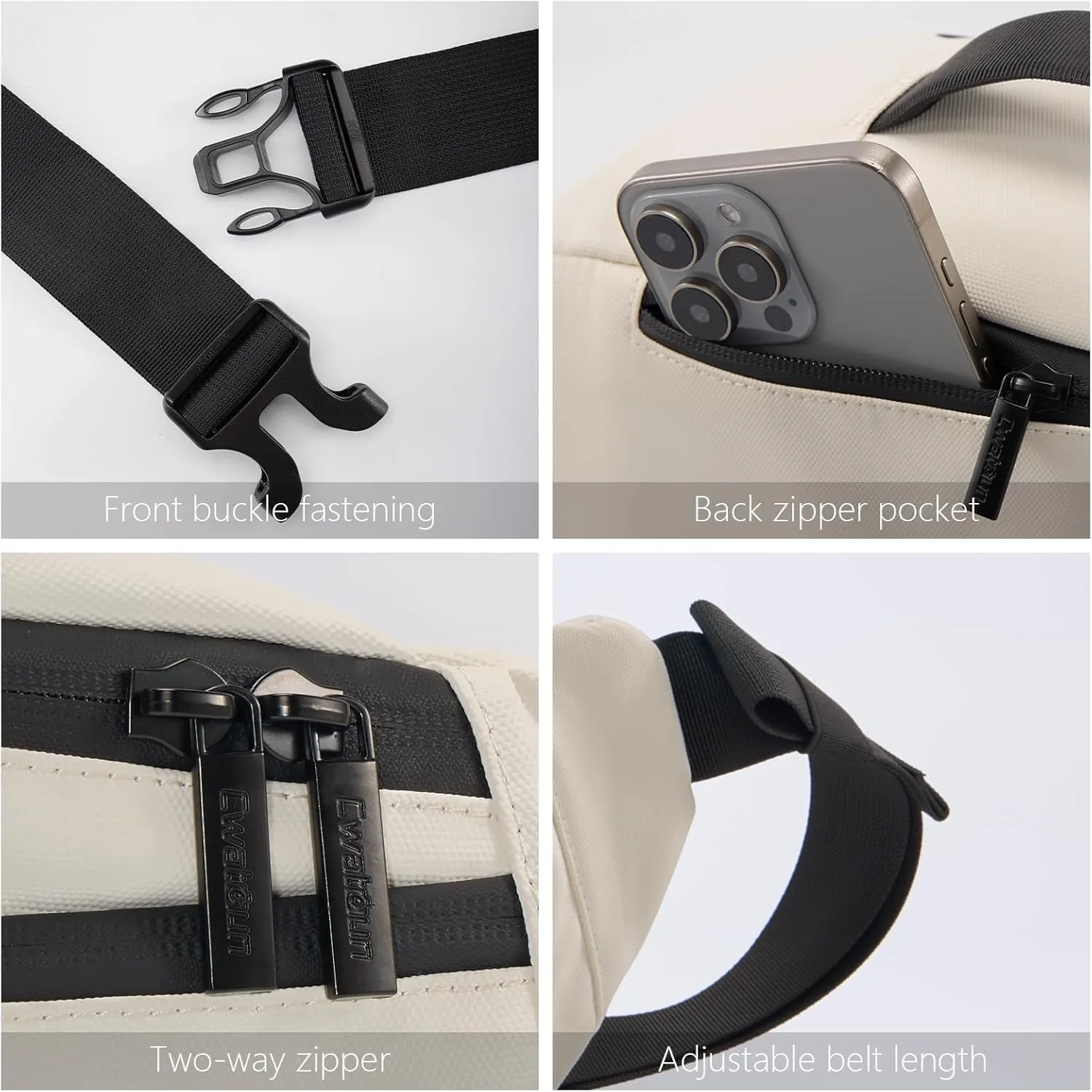 Waterproof Camera Waist Bag - Portable Fanny Pack, Compact Camera Case with Tripod Holder, Daily Crossbody Bag for Canon Nikon Sony DSLR/SLR/Mirrorless Camera, Can accommodate 1 Camera 2 Lens, White
