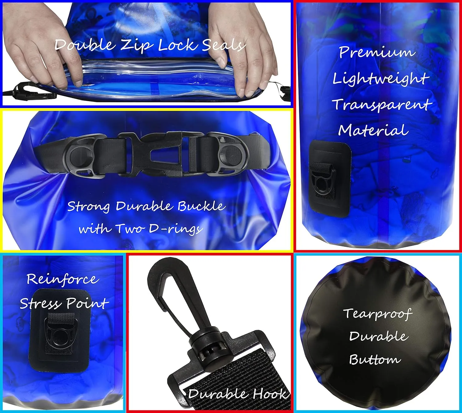 Waterproof Dry Bag - Lightweight Dry Sack with Seals and Waterproof Case - Float on Water - Keeps Gear Dry for Kayaking, Beach, Rafting, Boating, Hiking, Camping and Fishing