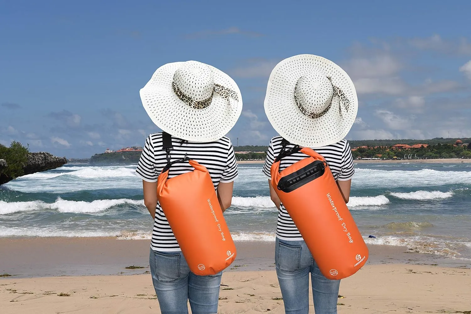 Waterproof Dry Bags Set Of 3 - Dry Bag With 2 Zip Lock Seals, Waist Pouch & Phone Case - Can Be Submerged Into Water For Swimming, Kayak, Rafting & Boating (Without Window, Orange, 20L)
