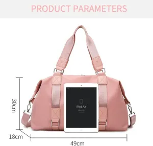 Waterproof Duffle Bag for Women, Gym Yoga Tote with Wet Pocket, Carry-On Weekender Overnight Bag for Travel Sports Dance Trips, Lightweight Personal Item Bag (Pink)