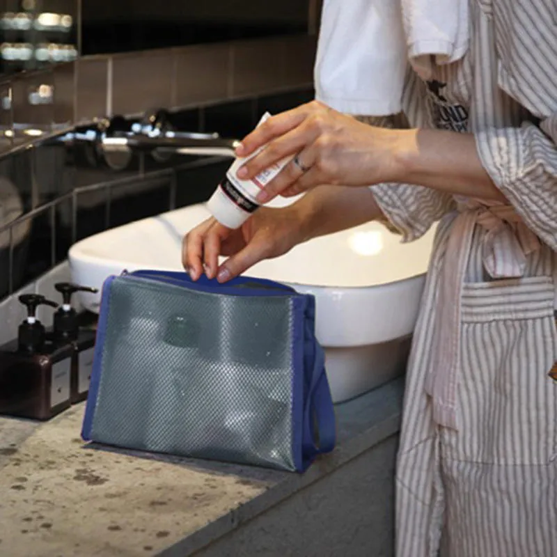 Waterproof PVC Bathroom Cosmetic Bags Swimming Net Travel Makeup Transparent Storage Bag