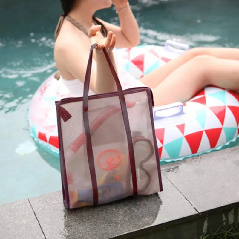 Waterproof PVC Bathroom Cosmetic Bags Swimming Net Travel Makeup Transparent Storage Bag