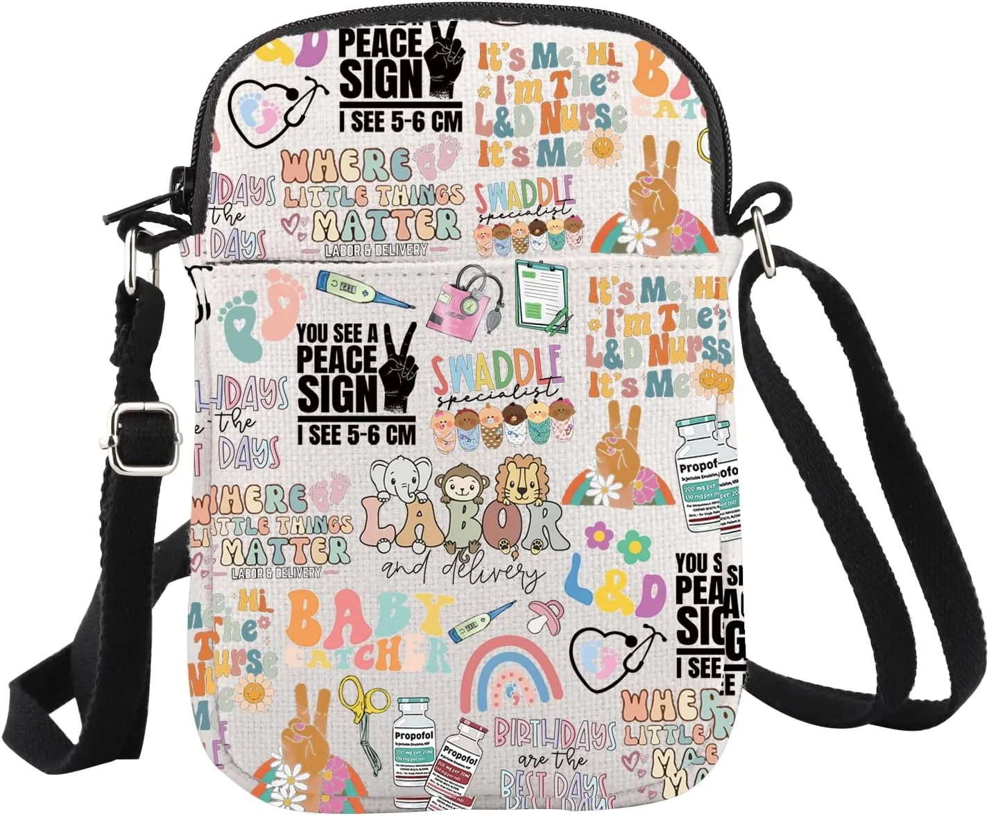 WCGXKO Labor and Delivery Nurse Gift LD Nurse NICU OB Nurse Zipper Crossbody Bag