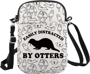 WCGXKO Otter Gift Easily Distracted by Otters Crossbody Bag Sea Otter Gift Sea Animals Gift for Otter Lover