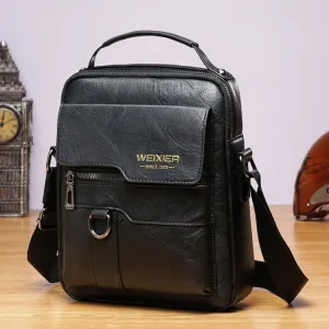WEIXIER 8642 Men Business Retro PU Leather Handbag Crossbody Bag, 26 x 22 x 8cm