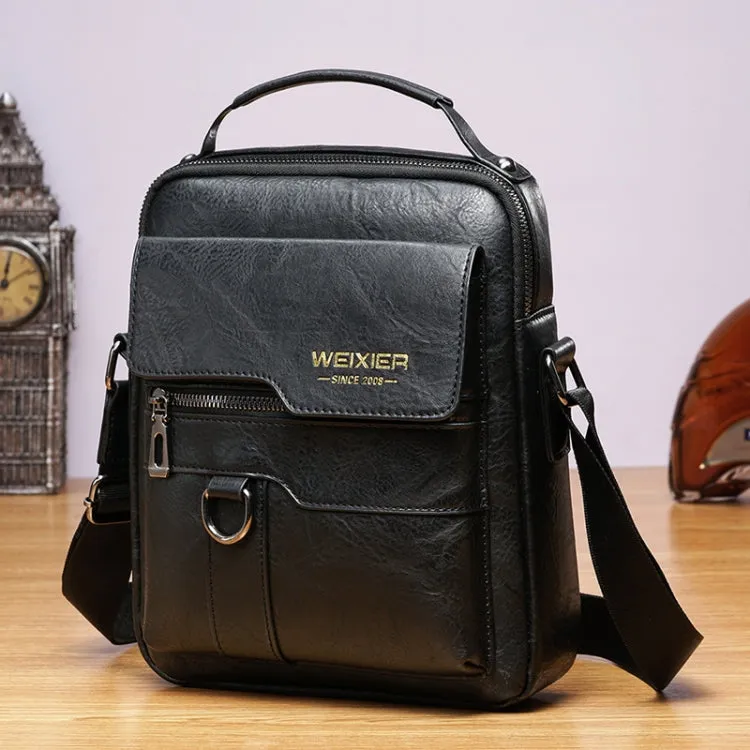 WEIXIER 8642 Men Business Retro PU Leather Handbag Crossbody Bag, 26 x 22 x 8cm