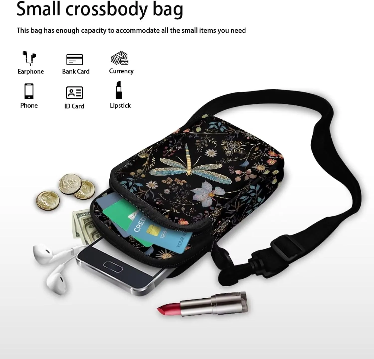 WELLFLYHOM Mini Crossbody Bag Phone Purses Wallet for Women Canvas Messenger Pouch