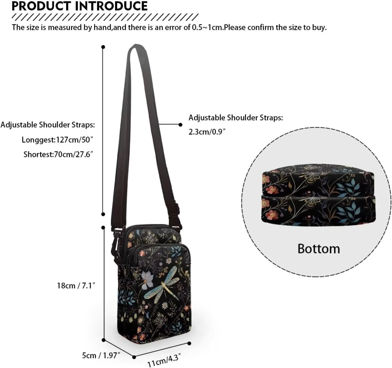 WELLFLYHOM Mini Crossbody Bag Phone Purses Wallet for Women Canvas Messenger Pouch