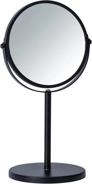 WENKO Model Assisi Cosmetic Mirror with 100% Mirror Surface 3X Magnification Tiltable Steel Black Dimensions 18.5 x 34.5 x 15 cm
