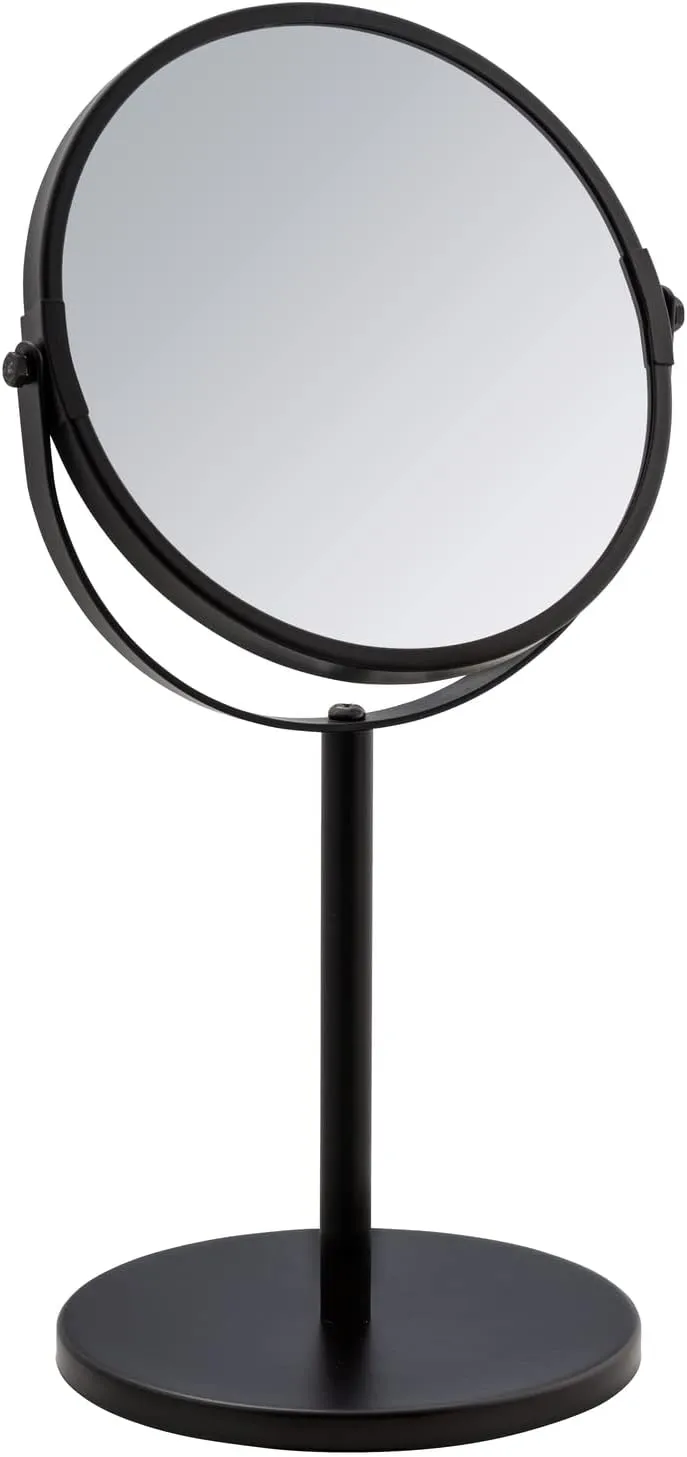 WENKO Model Assisi Cosmetic Mirror with 100% Mirror Surface 3X Magnification Tiltable Steel Black Dimensions 18.5 x 34.5 x 15 cm