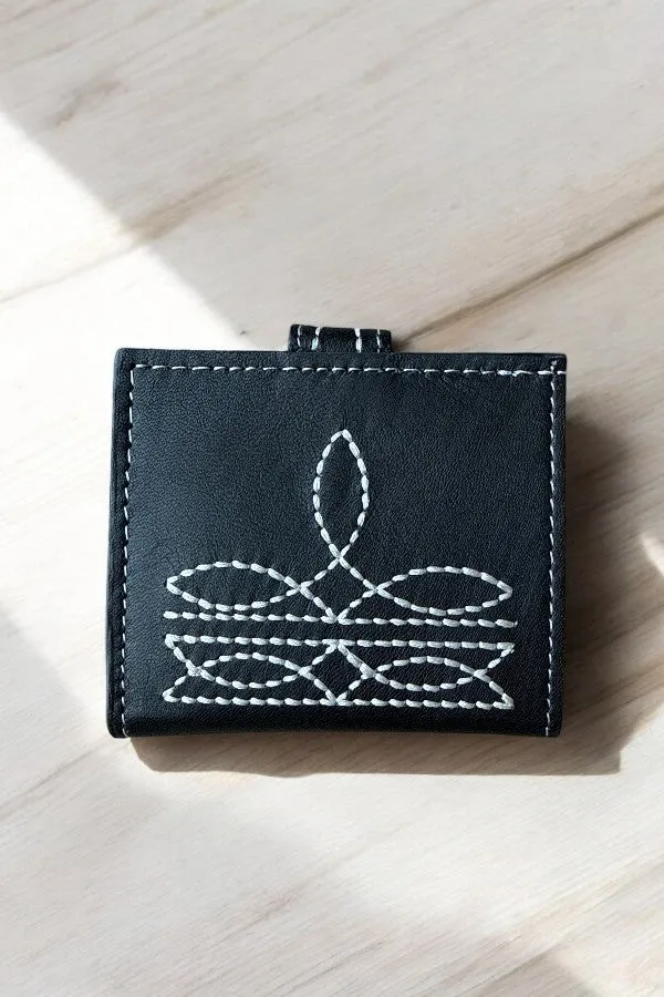 WESTERN BOOT STITCH BIFOLD LEATHER WALLET