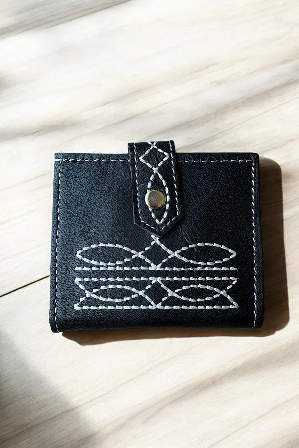 WESTERN BOOT STITCH BIFOLD LEATHER WALLET
