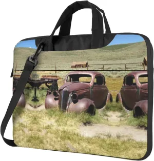 Wheels Abandoned In The Desert Printed Laptop Bag Tote Shoulder Briefcase Messenger Bag For Unisex Business Office Work Bag